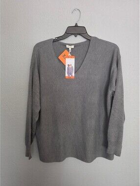 ella moss Women's Gray V-Neck Sweater XXL New With Tags